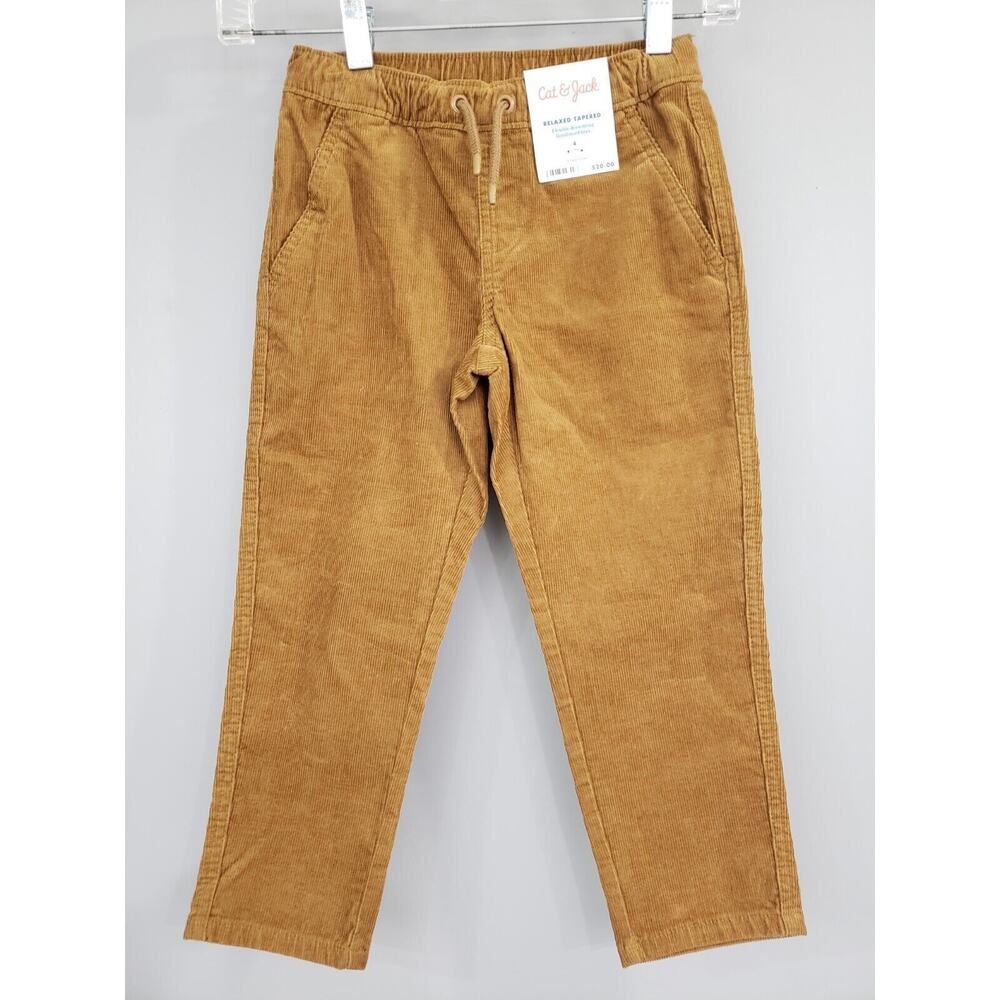 NEW Size 4 - Cat & Jack Relaxed Tapered Pull On Pants STRETCH WAIST Drawstring‎